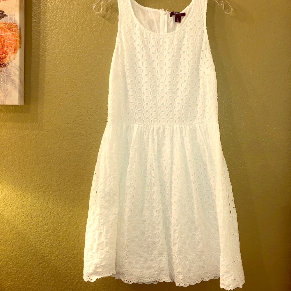 White Eyelet Lace A-Line dress